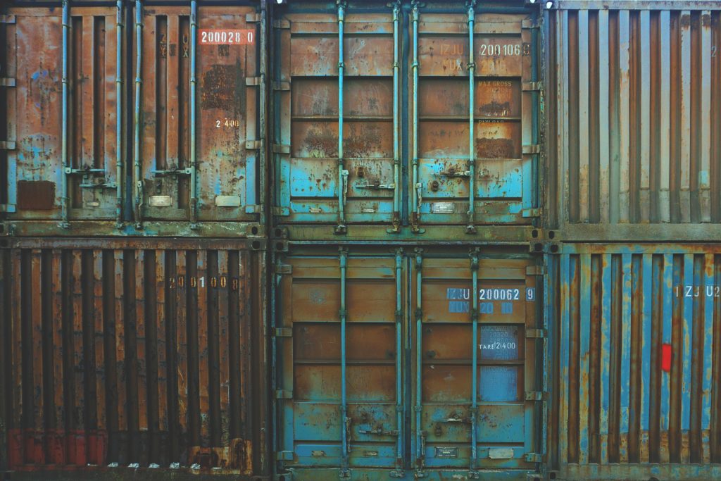 rusting shipping containers